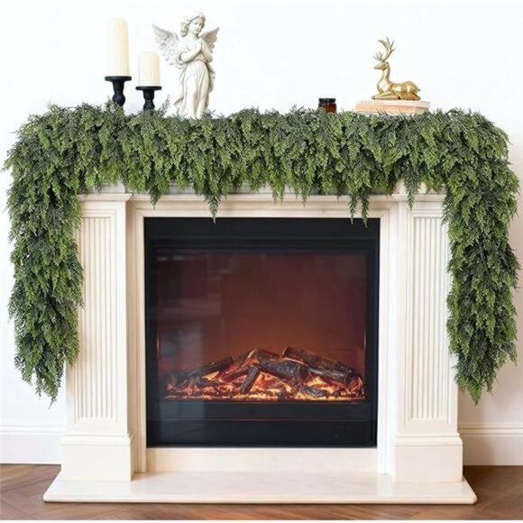 Real Touch Christmas Cedar Garland -9ft Artificial Garlands Faux Cedar - Picture 7 of 7